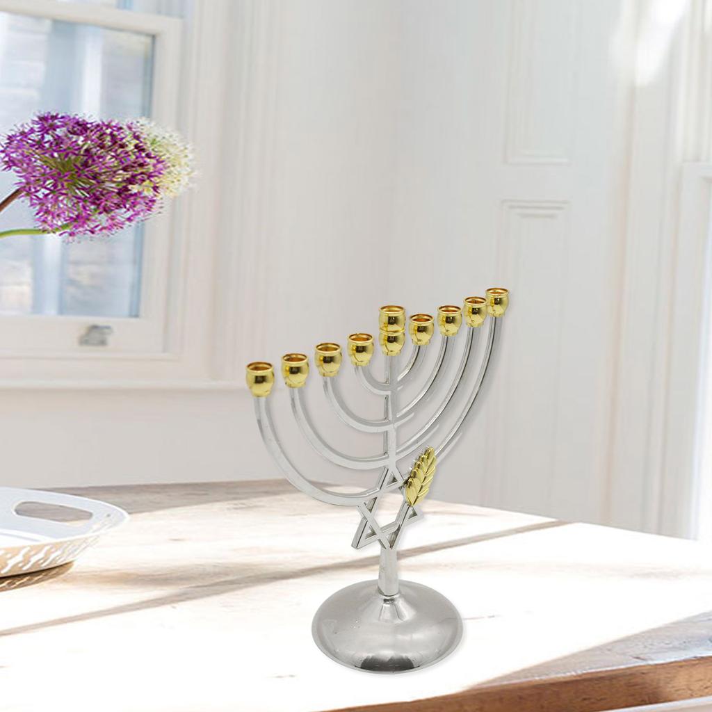 Ханука Менора 9 Подсвечник Подставка для свечей Канделябры Винтажный цинковый сплав Гальванизированный Подставка для свечей Декор