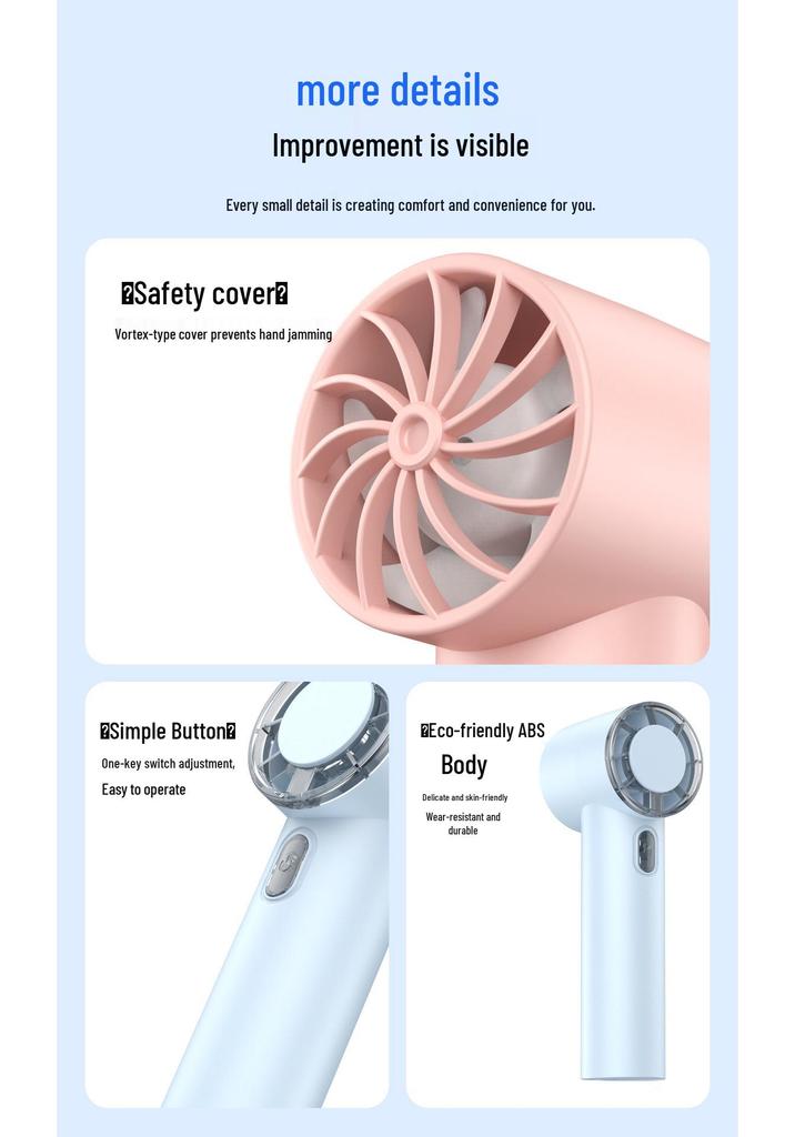T360 Mini Portable Handheld Fan with Ultra-Long Battery & High-Speed Turbo