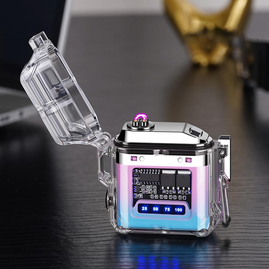 2025 New Transparent Shell Double Arc USB Electronic Lighter TYPE-C Fast Charge COB Lighting Plasma Lighter Electric Waterproof