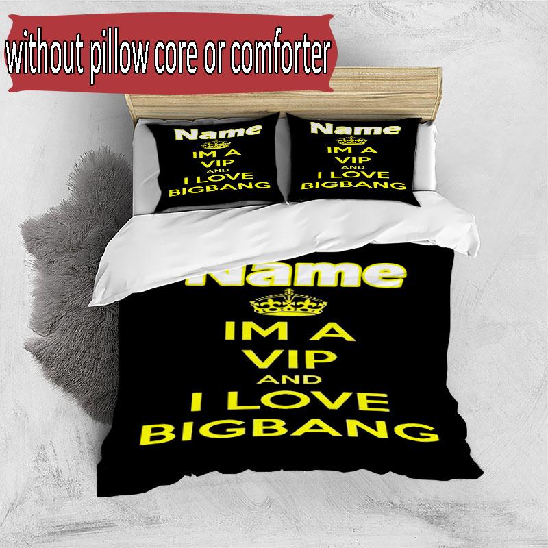 3pcs Duvet Cover Set (1*Duvet Cover + 2*Pillowcase, Without Core), Custom Name BIGBANG Pattern Bedding Set, Home Bedroom Decor Gift