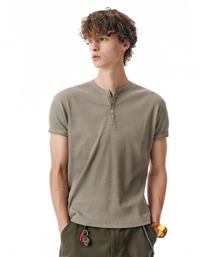 Sekeonmonollogeu [Сотрудничество Otmisae Mihol] Футболка-henley с приталенным кроем [6 цветов]_Sets066