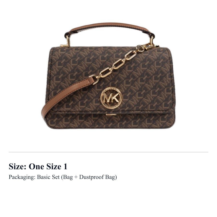 MICHAEL KORS Delancey Canvas With Leather Shoulder Bag, Crossbody Bag, Handbag Unisex Brown 32T4GD8C5B-227