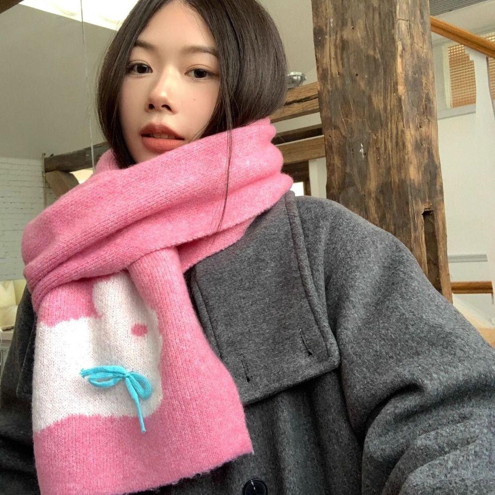 Полиэстеровый шарф Толстый вязаный шарф Милая шаль Зима