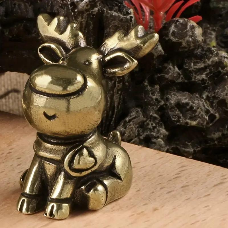 Фигурка лося из латуни ручной работы Металлические медные украшения с детализацией рогов Рождественский декор лося Украшения для дома и стола Элегантный подарок
