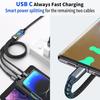 100 Вт сверхбыстрая зарядка USB C Type 3 в 1 кабель для передачи данных с подсветкой для iPhone Samsung Xiaomi Huawei шнуры для быстрой зарядки