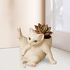 Flower Pot Grooming Cat Shape Planter Pot Stress-Relief Mood Booster Indoor Plant Pot Office Desk Decoration