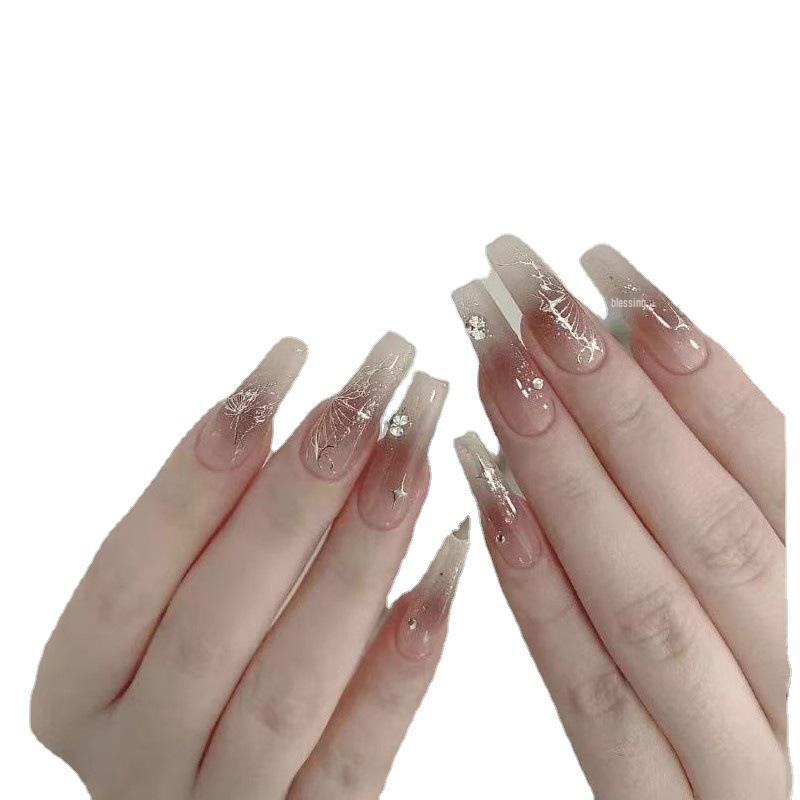 Xiaohongshu DIY лазерные наклейки для ногтей, расписанные вручную: Черные, белые, золотые и серебряные крылья бабочки с клейкой основой.