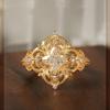 Retro Exquisite Roll Grass Pattern Four-leaf Clover Ring Fashionable Versatile Classical Hollow High Carbon Diamond Four-star Ring Women