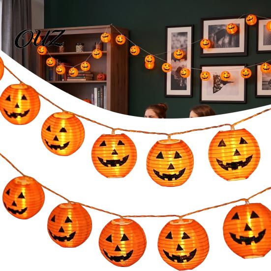 Backyard Porch Festive Lighting Halloween Pumpkin String Lights, Foldable Lanterns with Warm Glow for Reusable Holiday Decorative Indoor Outdoor Home