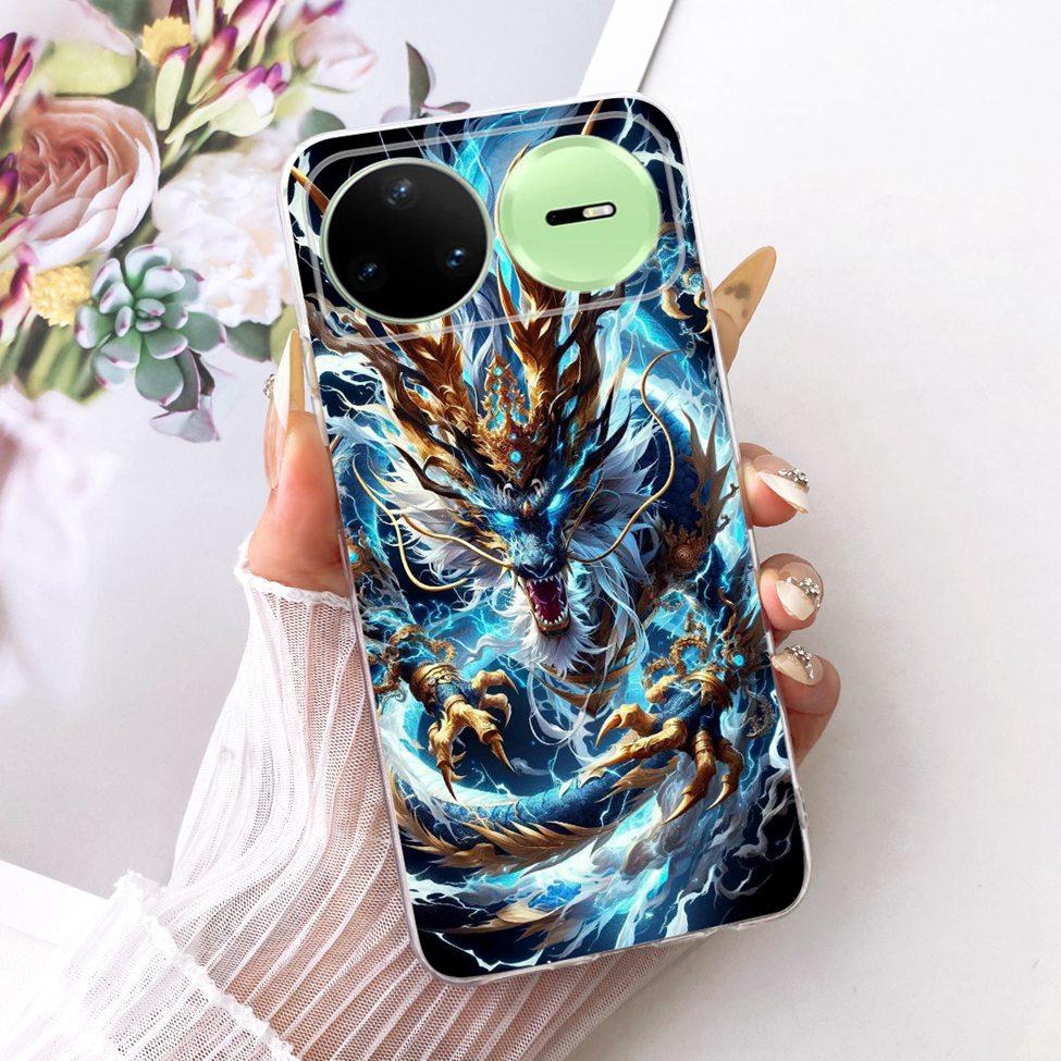Прозрачный чехол-крышка для Huawei Nova 15 Pro, милый котик, модные цветы, роскошный окрашенный корпус для Huawei KLE-AL00U