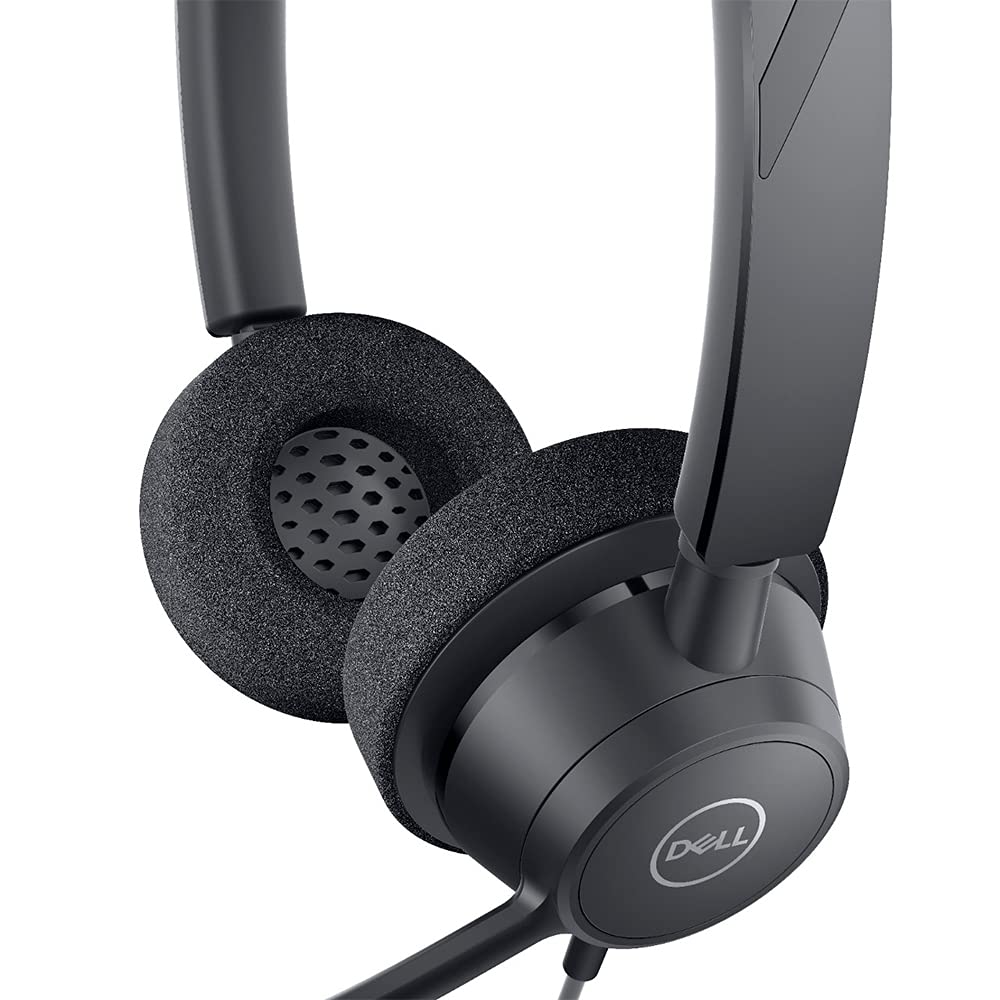 Dell Pro Stereo Headset WH3022, Teams Certified, Wired, USB Connection, Noise-Canceling Microphone, Volume Control, 3-Year Warranty, Black