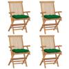 Day and Night - Day and Night Garden Chairs 4 Units Solid Teak Wood with Green Cushions