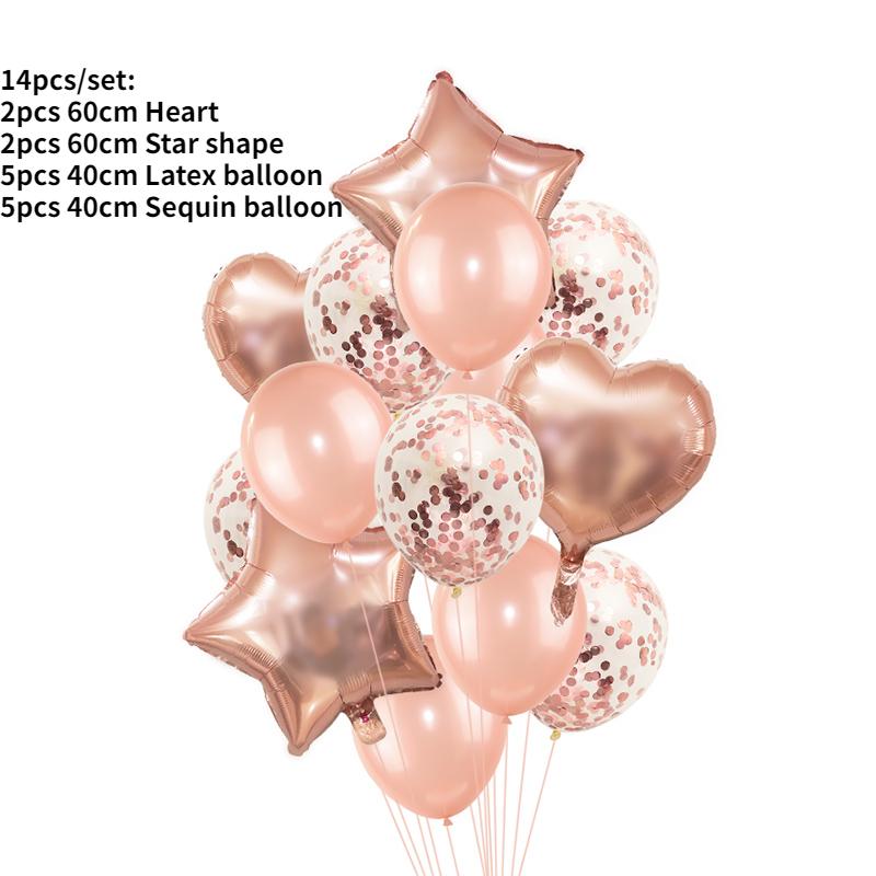 Воздушные шары для украшения вечеринки, 14 шт./компл., воздушный шар из фольги, конфетти в форме сердца и звезды, детский воздушный шар на день рождения, свадебный фестиваль, украшения, поставки
