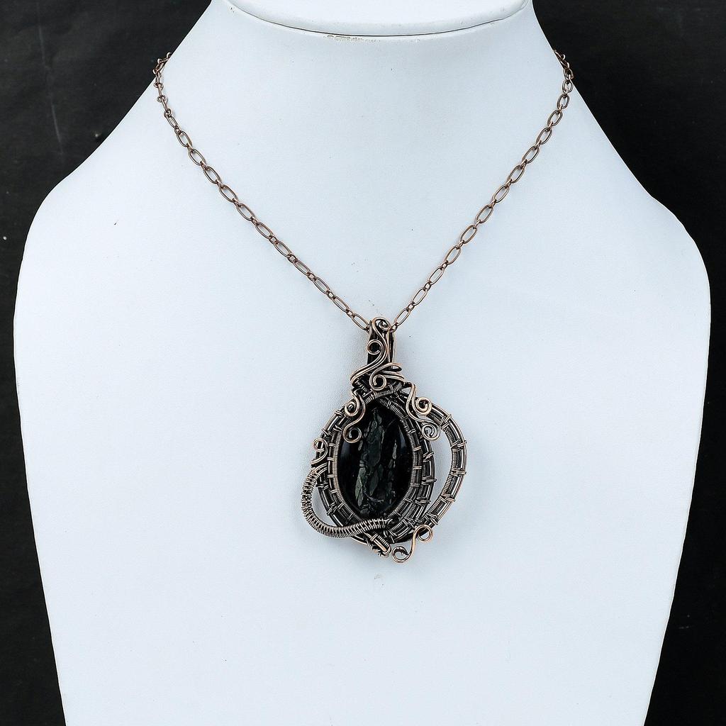 Подвеска из яшмы Пикассо, подвеска из медной проволоки, подвеска ручной работы с драгоценными камнями, проволока, ювелирный подарок для него, медные украшения, подвеска последнего дизайна