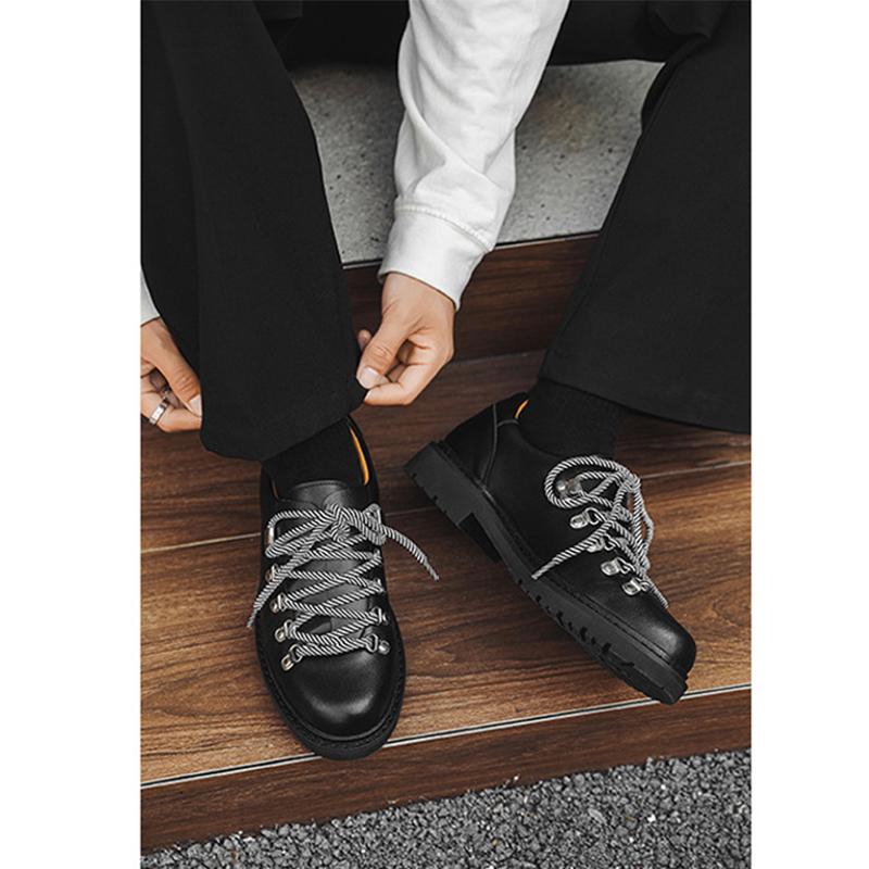 Fashion Genuine Leather Shoes Mens Derbys Spring Autumn Flat Brand Male Footwear Black Shoes Cool Fashion Style Plus Size 45 D616