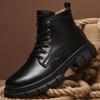 Новые зимние мужские ботинки, удобные ботинки на платформе, мужские уличные высокие кожаные ботинки, плюшевые утолщенные водонепроницаемые мужские ботинки