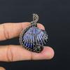 Синий Титан Ракушка Ручная работа Медная проволока Оплетка Подвеска 1.77" b7e04