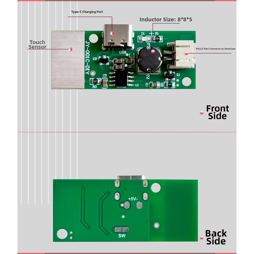 2pcs Compact Humidifier Modules with Touch Control and 5V USB Compatibility for Integration into Portable Systems