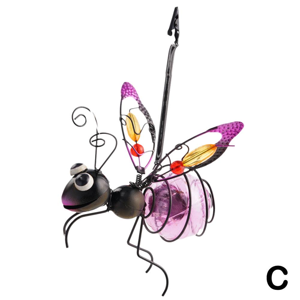 Солнечная железная статуя насекомого со светодиодной гирляндой, наружное водонепроницаемое подвесное украшение для дерева для забора, двора, сада, художественного декора