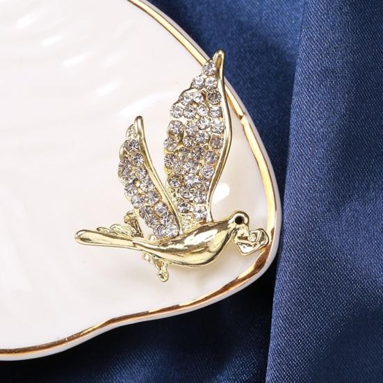 Брошь «Почтовый голубь», сверкающий декор со стразами, антикоррозийный сплав, легкая птица, животное, официальное пальто, украшение на воротник костюма, ювелирные изделия, женская одежда