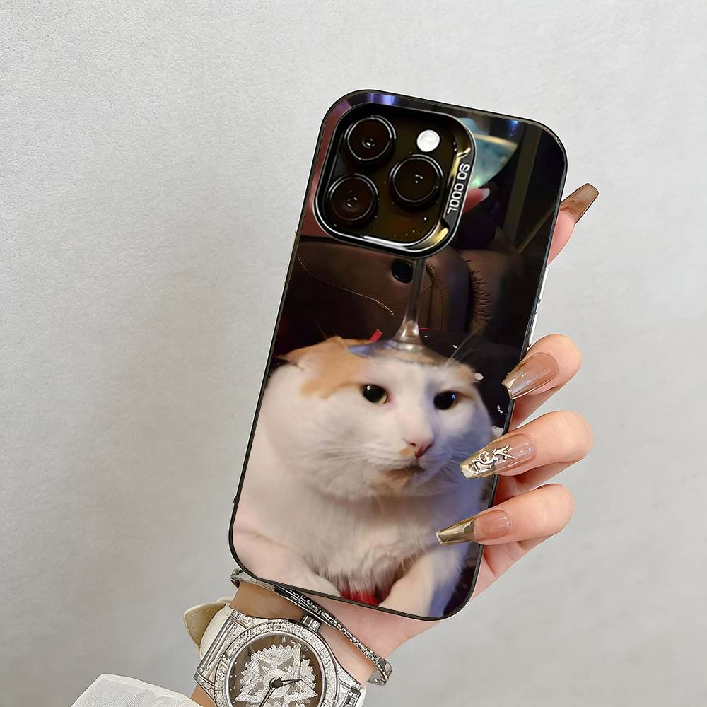 Забавный чехол для телефона с кошкой Чехол для телефона для iPhone 17,16,15,14,13,12,11 Plus,Pro Max,XS,Цветной Посеребренная Внутренняя крышка