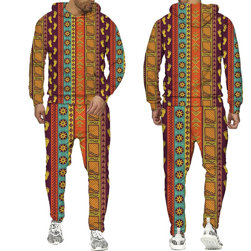 Народные толстовки с 3d принтом на заказ, брюки, костюмы для мужчин и женщин, спортивный костюм, комплекты из 2 предметов, с длинным рукавом, этнический стиль, африканские даньшики, мужская одежда