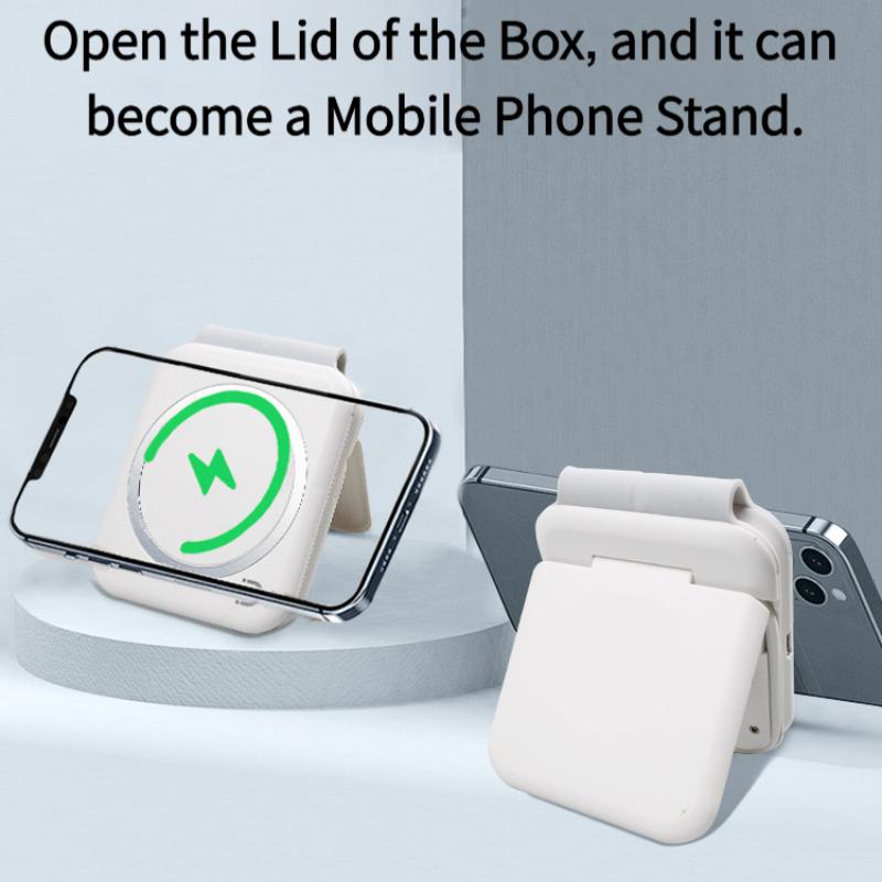 3 in 1 Magnetic Wireless Charger with Storage Drawer, 15W Foldable Charging Station