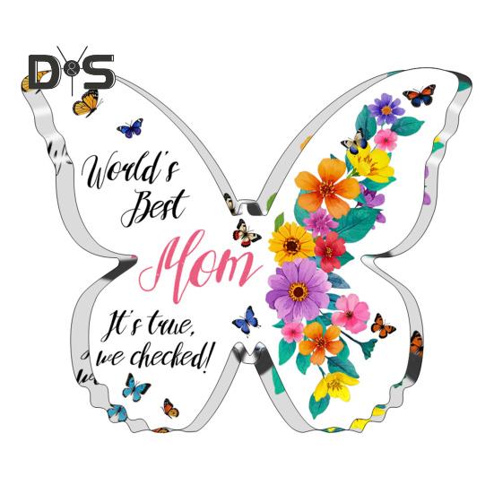 Акриловое украшение в виде бабочки. Подарок маме от дочери или сына. Прозрачное настольное украшение на День матери. Подарок на День святого Валентина.