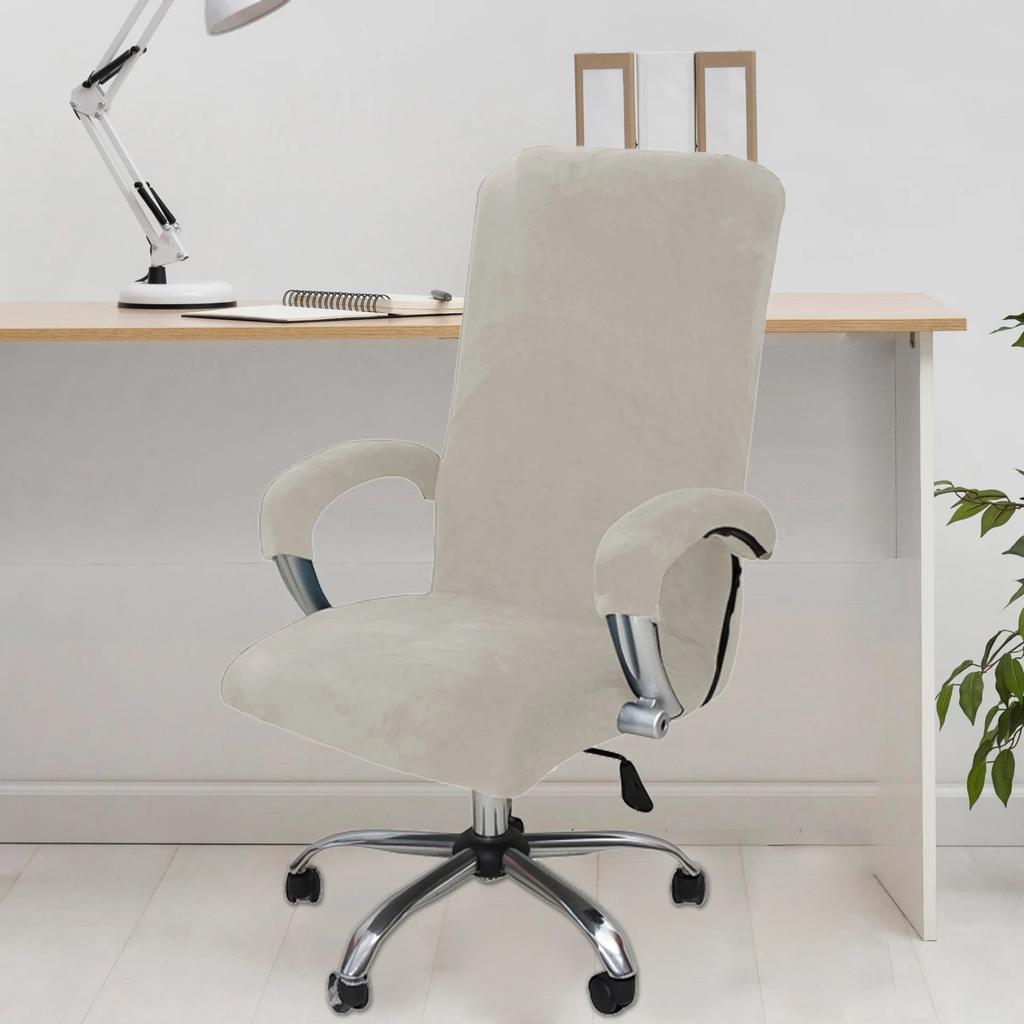 1 Set Soft Velvet Office Chair Cover Elastic Rotating Armrest Lifting Computer Seat Covers Home Stool Decor with Armrest Covers