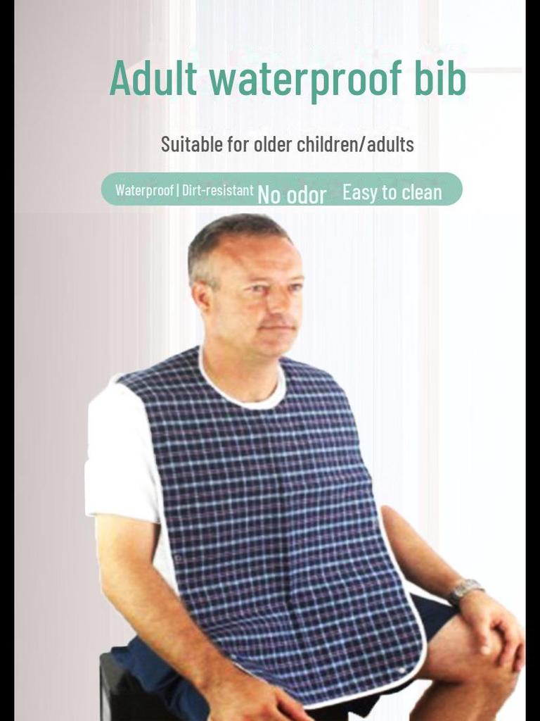 Водонепроницаемый клетчатый нагрудник для взрослых - герметичный, очень большой, устойчивый к пятнам, для столовой для пожилых людей