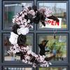 Black Roses Artificial Flowers Moon Shaped Garland Cat Door Wreaths Halloween Decoration Simulation Plants Flower Wall Hangings