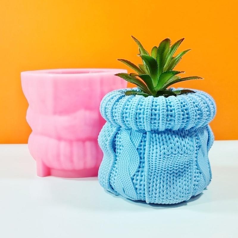 Hat Shape Vase Resin Molds Silicone Mold for Knitted Hat Shaped Gypsum Flower Pot Mold Home Ornament Vase Resin Mold