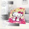 For Kitty, Hearts, FlowersAnime-Themed Flannel Blanket, Glam Style, Digital Print, All-Season Comfort, Tear-Resistant, Knitted Craftsmanship