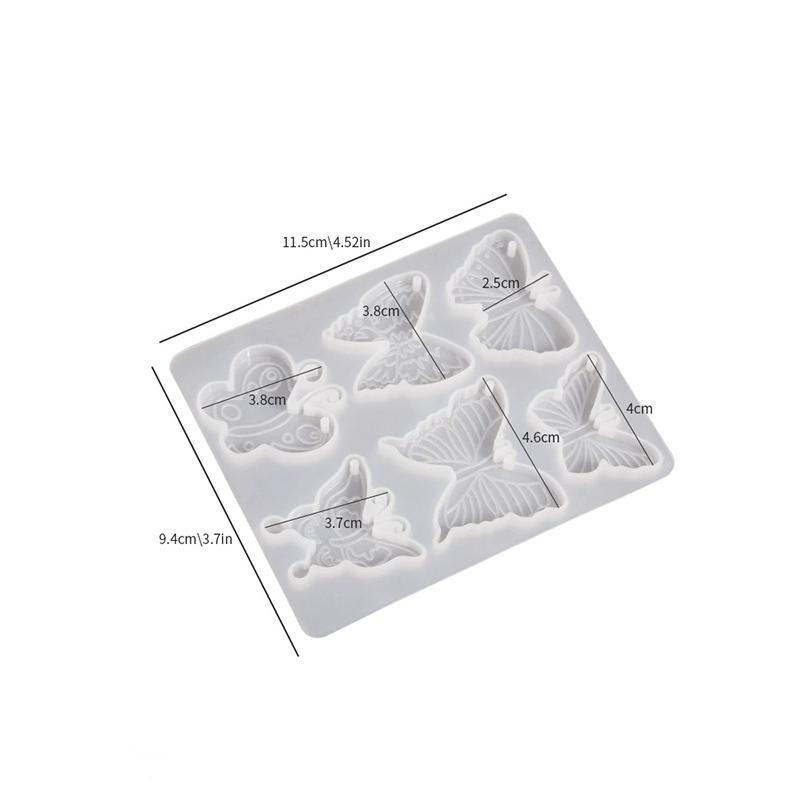 WTEMPO 1set DIY Resin Butterfly Pattern Design Pendant Mold Keychain Silicone Mold Wardrobe Aroma Diffuser & Tag & Earrings Crafts Making Mold