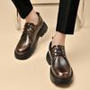 Fashion Men Genuine Leather Shoes Luxury Outdoor Thick Bottom Casual Oxford Shoe for Men Lace Up Beef Tendon Outsole Business Work Shoes