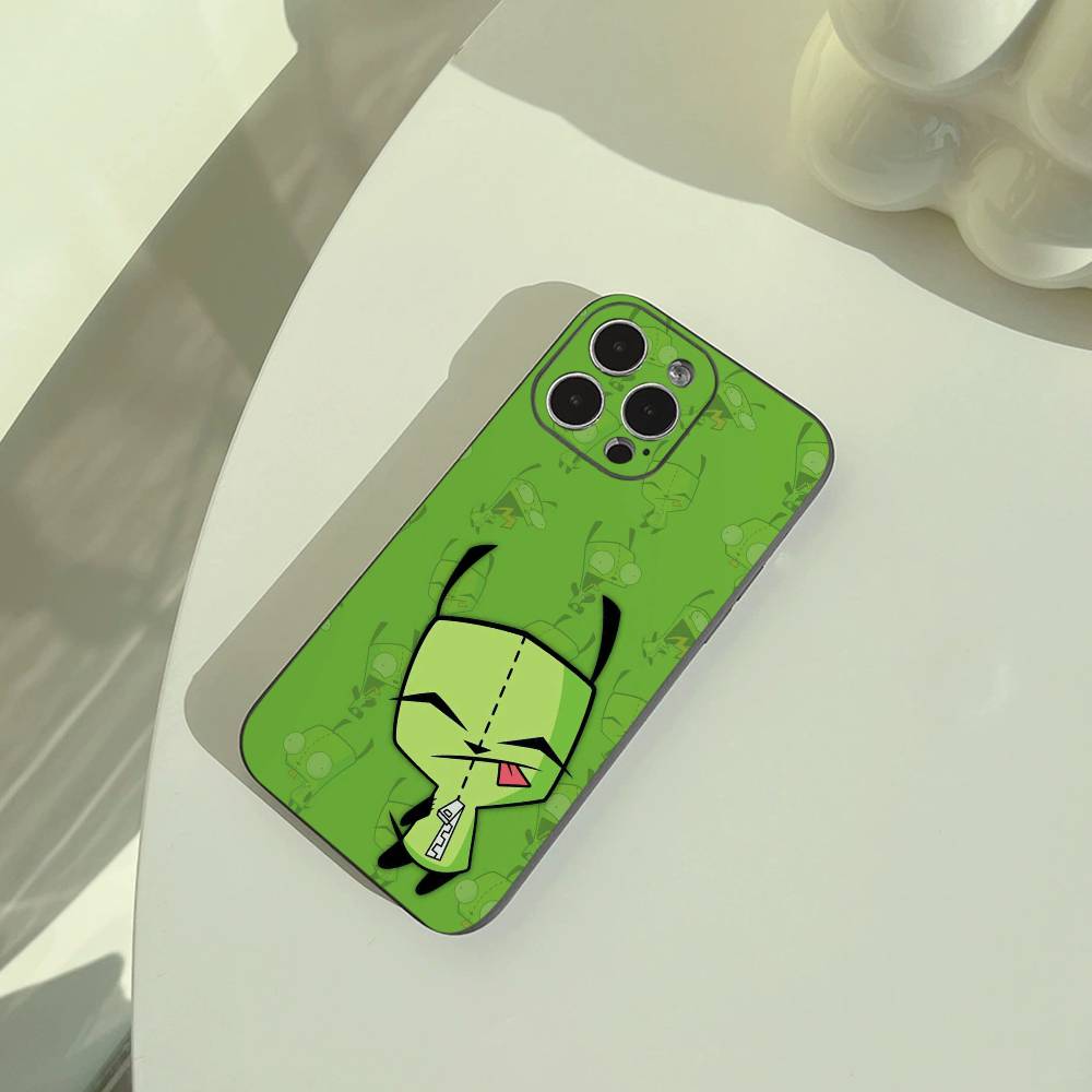 Мультяшный чехол для телефона Invader Zim Gir для iPhone 17,16,15,14,13,12,11 Pro Max,16/15/14Plus,XS Мягкий Черный Чехол