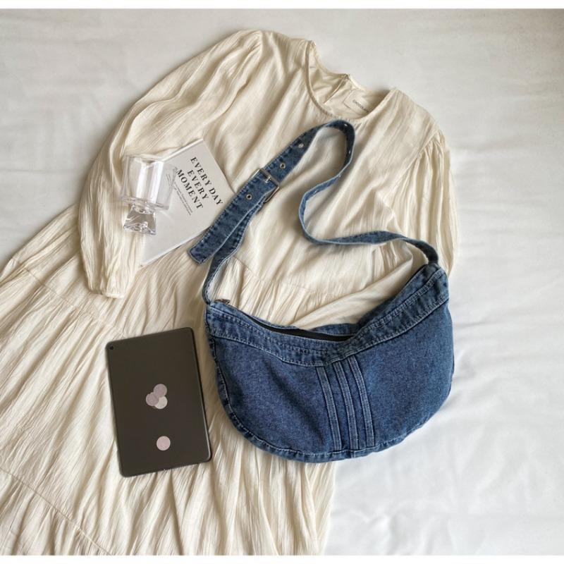 Студенческая сумка через плечо, японская джинсовая сумка Харадзюку для девочек, корейская универсальная сумка кроссбоди, женская сумка-пельмень через плечо