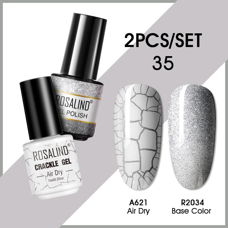 ROSALIND Гель-лак для ногтей с эффектом трещин Гель-лак для ногтей Полуперманентный Эмаль Гибридный лак 2 шт. УФ-клей для ногтей Гель-лак Топ База Матовый топ