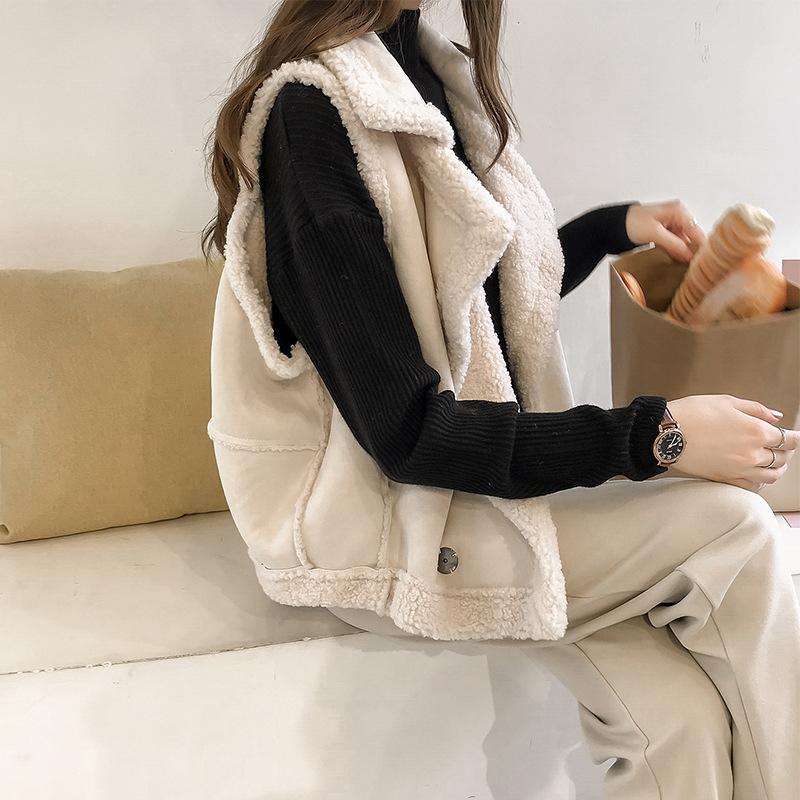 2024 Autumn/Winter New Lamb Hair Vest Women's Loose Sleeveless Tank Top Warm Coat