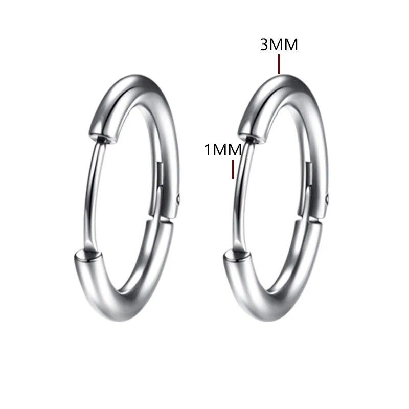 8/10/12/14/16mm Stainless Steel Mini Small Ear Circle Hoop Earrings Women Men Round Hoop Earrings Pop Punk Piercing Ear Jewelry