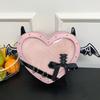 Fashion Heart Shaped Crossbody Ita Bag PU Leather Punk Pin Display Devil Bat Ita Messenger Bag Cosplay Itabag