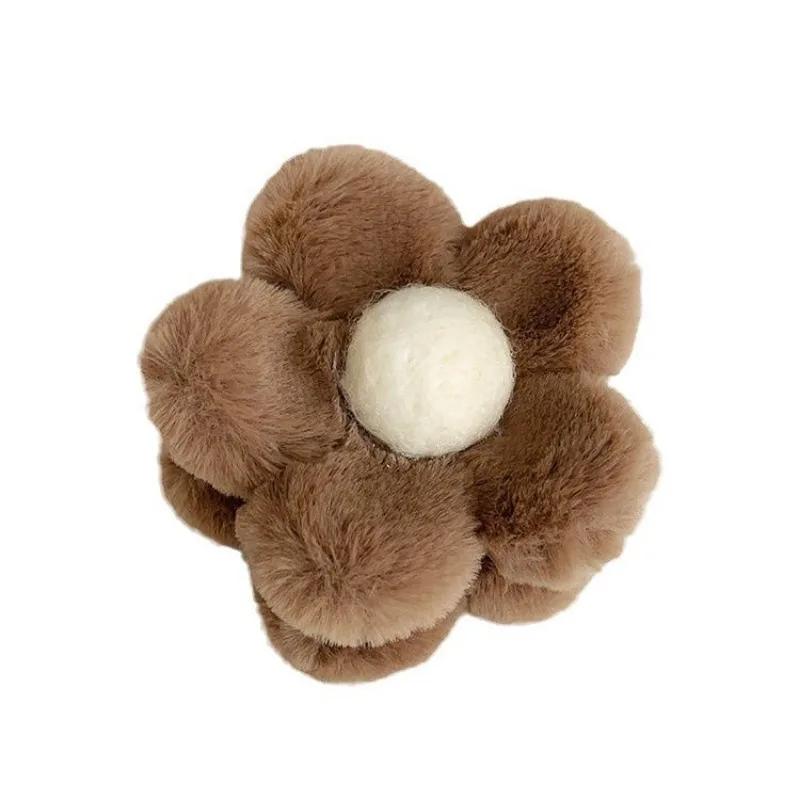 Плюшевый цветок заколка для волос коготь корейский простой волос коготь краб аксессуары для укладки волос модный осенне-зимний большой зажим для волос в виде акулы