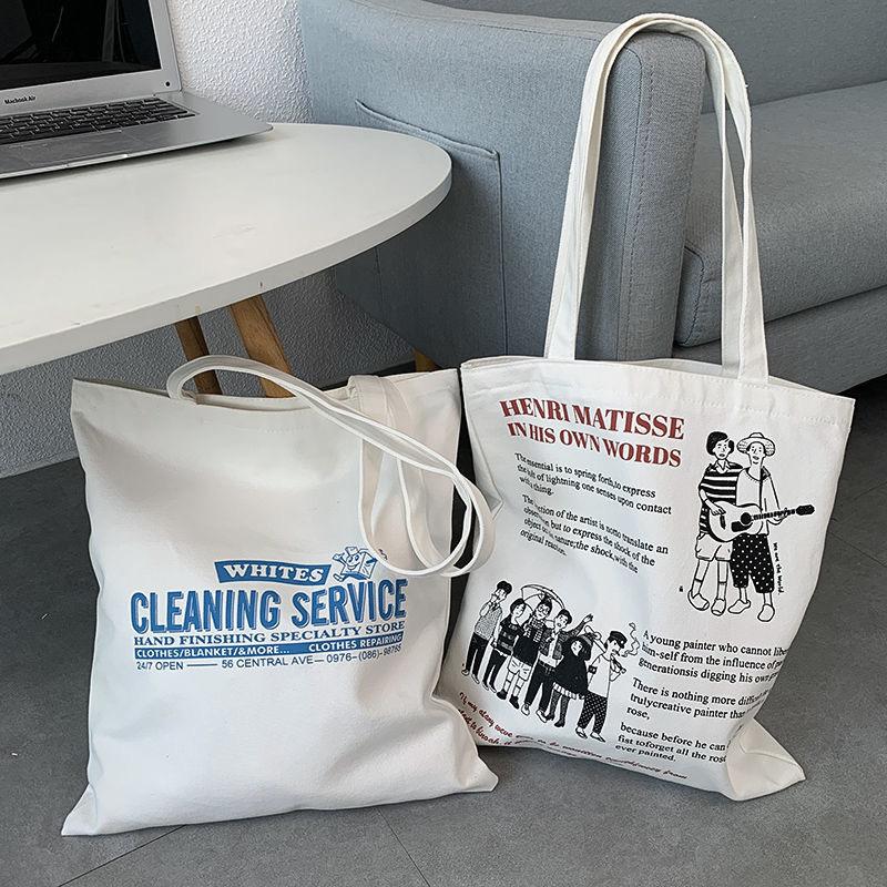 Холщовая сумка Простая сумка через плечо с буквами Модная женская сумка через плечо Сумка Tide College Student Тканевая сумка