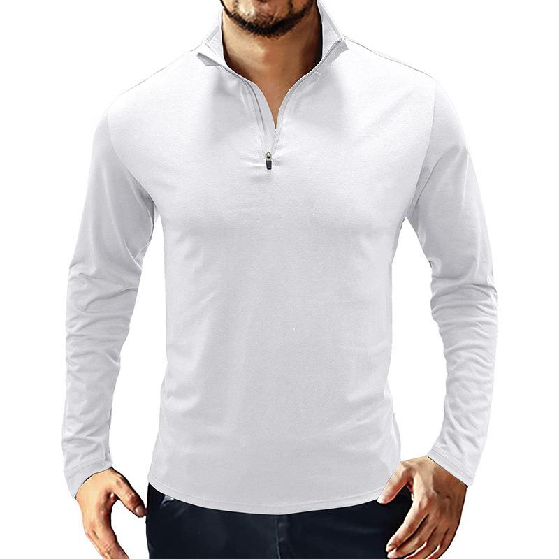Men S Long Sleeve Polo Shirt Solid Color Casual Fit