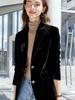 Женский черный бархатный приталенный повседневный блейзер