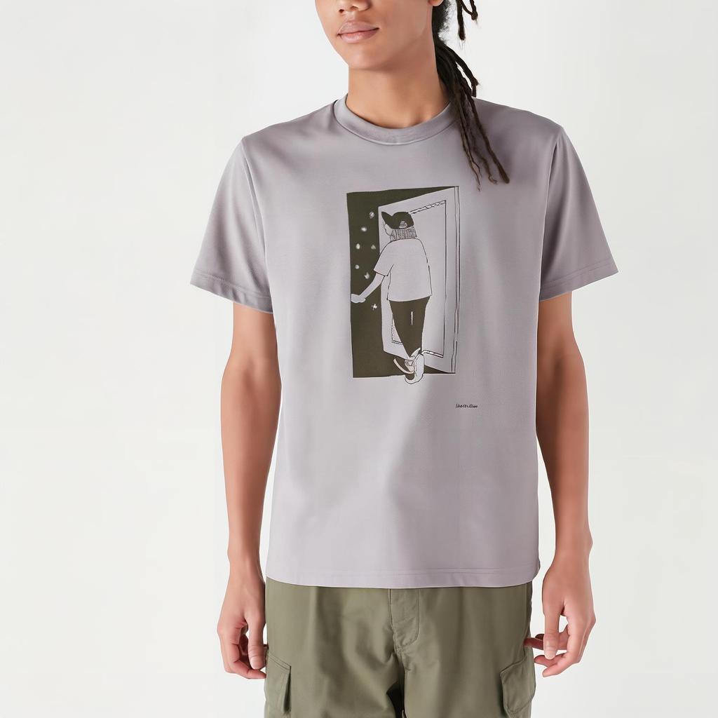 Uniqlo Мужская и женская футболка с принтом в стиле мультфильмов и аниме, с круглым вырезом, с короткими рукавами, Топы 458408-03