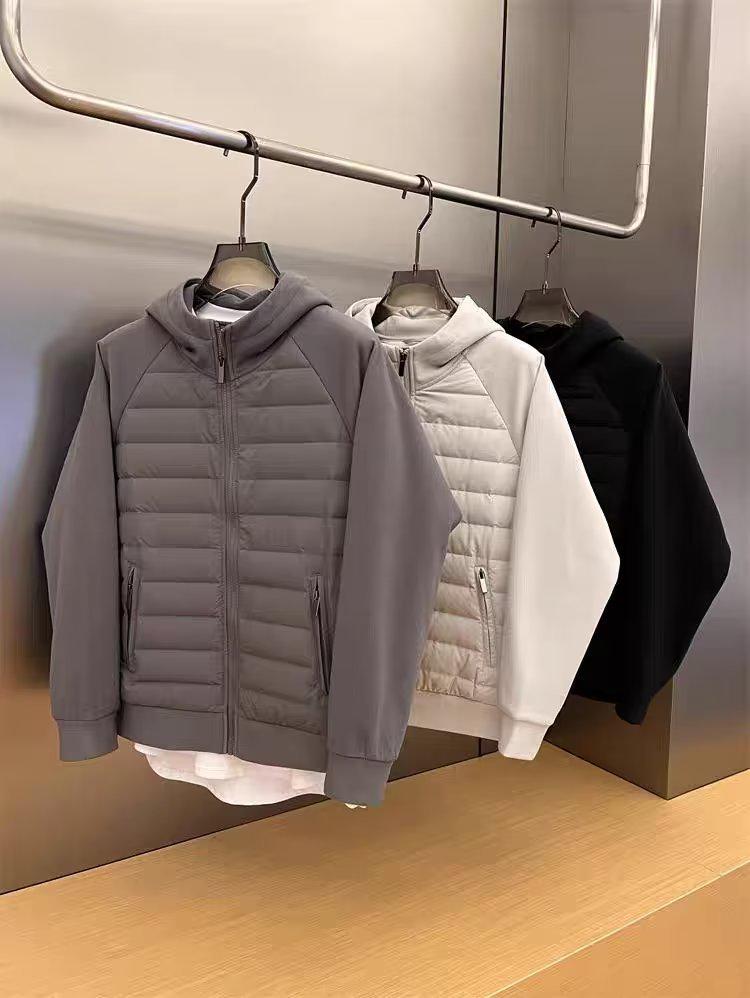 Men's Casual Hooded Winter Cotton Jacket - Loose, Trendy, Solid Color Spliced Design