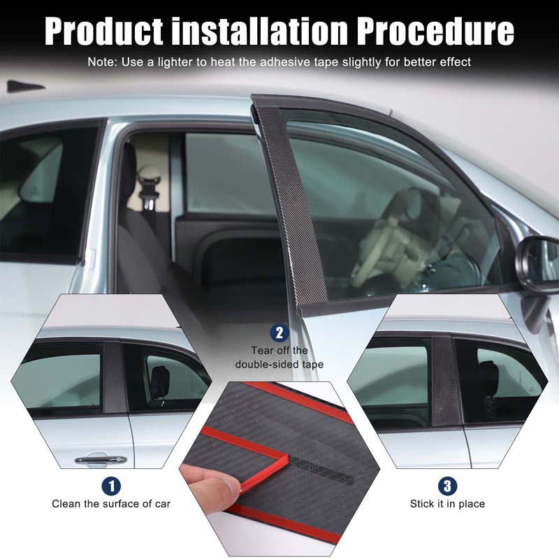 For Fiat 500 2016-2026 Real Carbon Fiber Car Window Center Pillar B-Pillars Cover Trim Sticker Car Accessories
