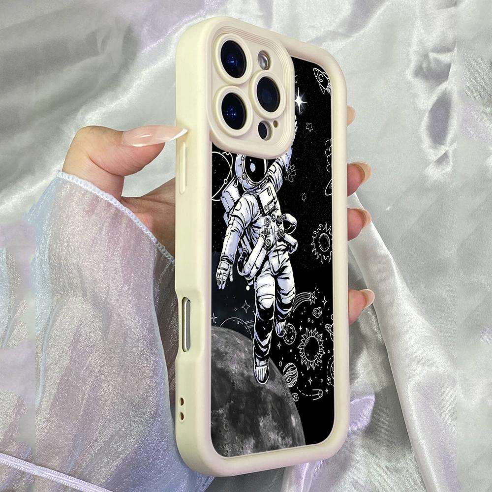 JT37 Астронавт Чернильные Рисунки Иллюстрация Realme 14 15 Huawei Honor 70 90 Infinix Tecno itel Motorola Google Все Модели Ангельские Глаза Мягкий ТПУ Чехол для Телефона
