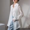 Lightweight long sleeved silk and linen shirt for women in 2026 summer, simple and versatile for commuting, solid color shirt